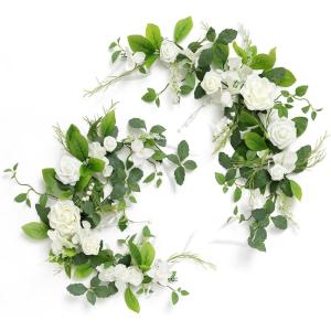 imageLings moment 2Pack 2ft Dusty Rose Artificial Flower Garland Lantern Flower Centerpieces Wedding Aisle Decor Chair Flowers Arch Floral for Signs DIY Table Wall Window Cake DecorationWhtlily of the Valley White
