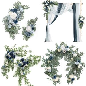 imagePreArranged Flower Packages in Dusty Blue ampamp Navy Wedding Venue Decor Package Set of 10
