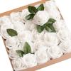 imageLings Moment Artificial Flowers 25Pcs Mauve Plum Roses Decor wStems3quot Real Touch DIY Foam Floral for Wedding BouquetCenterpieces Outdoors Party Backdrop RoomTable and GardenPot DecorationsWht White