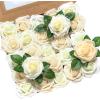 imageLings Moment Artificial Flowers 25Pcs Mauve Plum Roses Decor wStems3quot Real Touch DIY Foam Floral for Wedding BouquetCenterpieces Outdoors Party Backdrop RoomTable and GardenPot DecorationsWht Ivory Cream Heirloom