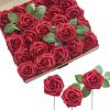 imageLings Moment Artificial Flowers 25Pcs Mauve Plum Roses Decor wStems3quot Real Touch DIY Foam Floral for Wedding BouquetCenterpieces Outdoors Party Backdrop RoomTable and GardenPot DecorationsRd Red