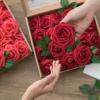 imageLings Moment Artificial Flowers 25Pcs Mauve Plum Roses Decor wStems3quot Real Touch DIY Foam Floral for Wedding BouquetCenterpieces Outdoors Party Backdrop RoomTable and GardenPot DecorationsRd Red