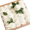 imageLings Moment Artificial Flowers 25Pcs Mauve Plum Roses Decor wStems3quot Real Touch DIY Foam Floral for Wedding BouquetCenterpieces Outdoors Party Backdrop RoomTable and GardenPot DecorationsWht Ivory