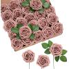 imageLings Moment Artificial Flowers 25Pcs Mauve Plum Roses Decor wStems3quot Real Touch DIY Foam Floral for Wedding BouquetCenterpieces Outdoors Party Backdrop RoomTable and GardenPot DecorationsPk Dusty Rose