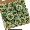 imageLings Moment Artificial Flowers 25Pcs Mauve Plum Roses Decor wStems3quot Real Touch DIY Foam Floral for Wedding BouquetCenterpieces Outdoors Party Backdrop RoomTable and GardenPot DecorationsGn Elf Green