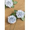 imageLings Moment Artificial Flowers 25Pcs Mauve Plum Roses Decor wStems3quot Real Touch DIY Foam Floral for Wedding BouquetCenterpieces Outdoors Party Backdrop RoomTable and GardenPot DecorationsBlu Powder Blue
