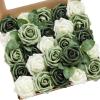 imageLings Moment Artificial Flowers 25Pcs Mauve Plum Roses Decor wStems3quot Real Touch DIY Foam Floral for Wedding BouquetCenterpieces Outdoors Party Backdrop RoomTable and GardenPot DecorationsGn Emerald  Sage Green