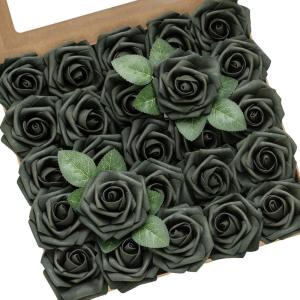 imageLings Moment Artificial Flowers 25Pcs Mauve Plum Roses Decor wStems3quot Real Touch DIY Foam Floral for Wedding BouquetCenterpieces Outdoors Party Backdrop RoomTable and GardenPot DecorationsGn Black Forest