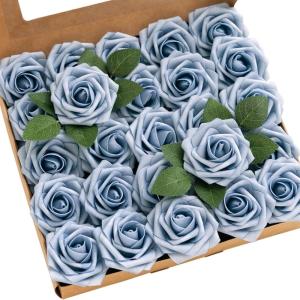 imageLings Moment Artificial Flowers 25Pcs Mauve Plum Roses Decor wStems3quot Real Touch DIY Foam Floral for Wedding BouquetCenterpieces Outdoors Party Backdrop RoomTable and GardenPot DecorationsBlu Provence
