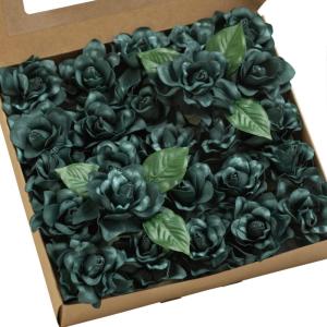 imageLings Moment Flowers 25pcs Fake Gardenia Burnt Terra Rust Artificial Flowers wStems Fake Flower for DIY Wedding Decorations Centerpieces Bouquets BoutonnieresGrnteal Green