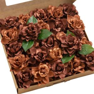 imageLings Moment Flowers 25pcs Fake Gardenia Burnt Terra Rust Artificial Flowers wStems Fake Flower for DIY Wedding Decorations Centerpieces Bouquets Boutonnieres0rburnt Terra Rust