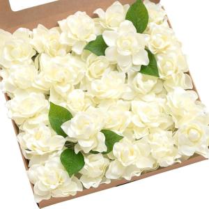 imageLings Moment Flowers 25pcs Fake Gardenia Burnt Terra Rust Artificial Flowers wStems Fake Flower for DIY Wedding Decorations Centerpieces Bouquets BoutonnieresWhtoatmeal Ivory