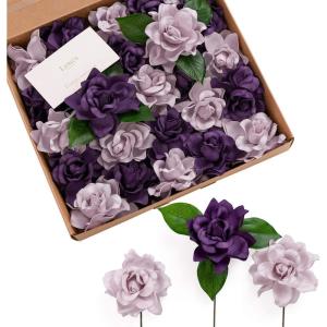 imageLings Moment Flowers 25pcs Fake Gardenia Burnt Terra Rust Artificial Flowers wStems Fake Flower for DIY Wedding Decorations Centerpieces Bouquets BoutonnieresPurviolet Nocturne