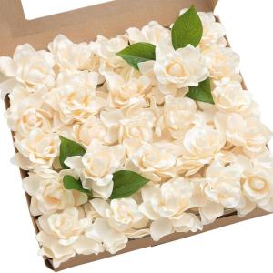 imageLings Moment Flowers 25pcs Fake Gardenia Burnt Terra Rust Artificial Flowers wStems Fake Flower for DIY Wedding Decorations Centerpieces Bouquets BoutonnieresWhtcream