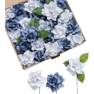 imageLings Moment Flowers 25pcs Fake Gardenia Burnt Terra Rust Artificial Flowers wStems Fake Flower for DIY Wedding Decorations Centerpieces Bouquets BoutonnieresBlusteel Blue