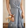 imageLings Moment 2pcs Prom WristShoulder Corsage Artificial Flower GirlMother HomecomingWedding Corsage Wristlet Dcor etc Black Gothic BurgundyOrrustic Boho Orange  Sola Wood