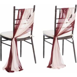 imageLings Moment Wedding Chiffon Chair Sashes Cover Aisle Decorations Draping Fabric WrinkleFree with Tie 16 Pcs Burgundy for Party Ceremony Reception Floral Arrangement Banquet Outdoor DecorRedburgundy  Dusty Rose