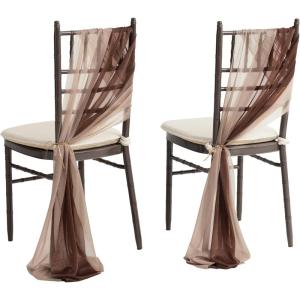 imageLings Moment Wedding Chiffon Chair Sashes Cover Aisle Decorations Draping Fabric WrinkleFree with Tie 16 Pcs Burgundy for Party Ceremony Reception Floral Arrangement Banquet Outdoor DecorCappuccino  Brown