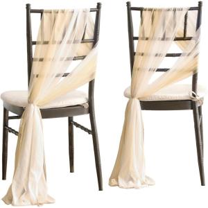 imageLings Moment Wedding Chiffon Chair Sashes Cover Aisle Decorations Draping Fabric WrinkleFree with Tie 16 Pcs Burgundy for Party Ceremony Reception Floral Arrangement Banquet Outdoor DecorWhtwhite