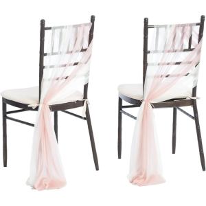 imageLings Moment Wedding Chiffon Chair Sashes Cover Aisle Decorations Draping Fabric WrinkleFree with Tie 16 Pcs Burgundy for Party Ceremony Reception Floral Arrangement Banquet Outdoor DecorPkblush  White