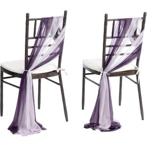 imageLings Moment Wedding Chiffon Chair Sashes Cover Aisle Decorations Draping Fabric WrinkleFree with Tie 16 Pcs Burgundy for Party Ceremony Reception Floral Arrangement Banquet Outdoor DecorPurpurple  Lilac