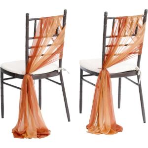 imageLings Moment Wedding Chiffon Chair Sashes Cover Aisle Decorations Draping Fabric WrinkleFree with Tie 16 Pcs Burgundy for Party Ceremony Reception Floral Arrangement Banquet Outdoor DecorOrburnt Orange  Orange Clay