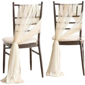 imageLings Moment Wedding Chiffon Chair Sashes Cover Aisle Decorations Draping Fabric WrinkleFree with Tie 16 Pcs Burgundy for Party Ceremony Reception Floral Arrangement Banquet Outdoor DecorWhtwhite  Beige