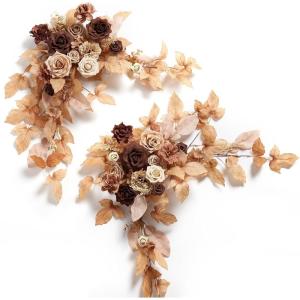 imageLings moment 2PCS Black Orange Artificial Flower Swags Wedding Arch Flowers Floral Garland Halloween Table Centerpieces Rose Arrangements for Sweetheart Easel Wall Entryway Board Backdrop DecorBrnrust  Brown