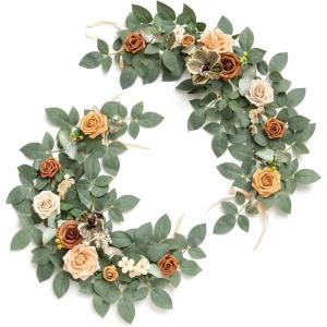 imageLings moment 2Pack 2ft Artificial Flowers Garland Halloween Black ampamp Orange Lantern Flower Centerpieces Wedding Aisle Decor Chair Flowers Arch Floral for Signs DIY Table Wall Window Cake DecorationBrnburnt Orange  Peach