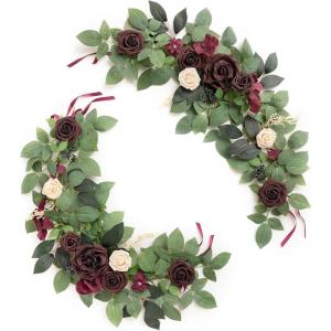 imageLings moment 2Pack 2ft Artificial Flowers Garland Halloween Black ampamp Orange Lantern Flower Centerpieces Wedding Aisle Decor Chair Flowers Arch Floral for Signs DIY Table Wall Window Cake DecorationRedbordeaux Red