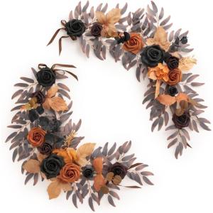 imageLings moment 2Pack 2ft Artificial Flowers Garland Halloween Black ampamp Orange Lantern Flower Centerpieces Wedding Aisle Decor Chair Flowers Arch Floral for Signs DIY Table Wall Window Cake DecorationOrhalloween Black  Orange