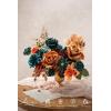 imageLings moment Fake Flowers Box Faux Artificial Greenery Stems Foam Roses Silk Fabic Flower for Centerpieces Bouquet Wedding Table Floral Arrangements Bridal Shower Party Tawny Beige Deluxe ComboOrteal  Burnt Orange