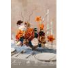 imageLings moment Fake Flowers Box Faux Artificial Greenery Stems Foam Roses Silk Fabic Flower for Centerpieces Bouquet Wedding Table Floral Arrangements Bridal Shower Party Tawny Beige Deluxe ComboOrorange  Navy