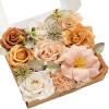 imageLings moment Fake Flowers Box Faux Artificial Greenery Stems Foam Roses Silk Fabic Flower for Centerpieces Bouquet Wedding Table Floral Arrangements Bridal Shower Party Tawny Beige Deluxe ComboOrapricot  Peach