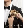 imageLings moment Pocket Boutonniere Single Boutonniere for Men Groom for Wedding Prom Homecoming Anniversary Graduation etcSand Beige Gold SparrowBrnsand Beige  Gold Sparrow