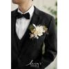 imageLings moment Pocket Boutonniere Single Boutonniere for Men Groom for Wedding Prom Homecoming Anniversary Graduation etcSand Beige Gold SparrowChrswhite Pampas  Chrismas