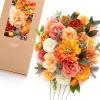 imageLings moment Fake Flowers Box Faux Artificial Greenery Stems Foam Roses Silk Fabic Flower for Centerpieces Bouquet Wedding Table Floral Arrangements Bridal Shower Party Tawny Beige Deluxe ComboOrvintage Coral  Orange