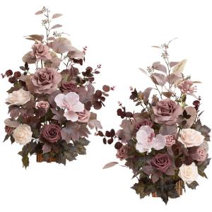 imageLings moment 175quot Tall Standing Artificial Flowers Arrangements 2 pcs Wedding Aisle Runner Chair Decorations Mauve ampamp Dusty Rose Centerpieces for Ceremony Reception Rose Floral Party OutdoorDusty Rose  Mauve
