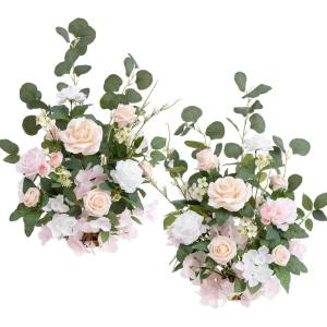 imageLings moment 175quot Tall Standing Artificial Flowers Arrangements 2 pcs Wedding Aisle Runner Chair Decorations Mauve ampamp Dusty Rose Centerpieces for Ceremony Reception Rose Floral Party OutdoorBlush  Cream