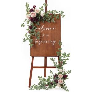imageLings moment 2pcs Wedding Flowers Garland Artificial Floral Swag Arch Decorations Greenery Arrangements Lilac ampamp Gold Ceremony Reception Garden Easel Wall Home Entryway Outdoor NOT Include SignMarsala  Blush