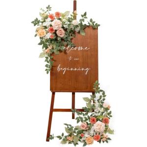imageLings moment 2pcs Wedding Flowers Garland Artificial Floral Swag Arch Decorations Greenery Arrangements Lilac ampamp Gold Ceremony Reception Garden Easel Wall Home Entryway Outdoor NOT Include SignBlush Garden