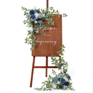 imageLings moment 2pcs Wedding Flowers Garland Artificial Floral Swag Arch Decorations Greenery Arrangements Lilac ampamp Gold Ceremony Reception Garden Easel Wall Home Entryway Outdoor NOT Include SignDusty Blue  Navy