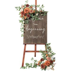 imageLings moment 2pcs Wedding Flowers Garland Artificial Floral Swag Arch Decorations Greenery Arrangements Lilac ampamp Gold Ceremony Reception Garden Easel Wall Home Entryway Outdoor NOT Include SignSunset Terracotta