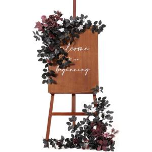 imageLings moment 2pcs Wedding Flowers Garland Artificial Floral Swag Arch Decorations Greenery Arrangements Lilac ampamp Gold Ceremony Reception Garden Easel Wall Home Entryway Outdoor NOT Include SignBlack  Burgundy