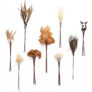 imageLings moment Artificial Greenery Stems Box Set 48pcs with 7 Kinds of Faux Greenery Picks for DIY Bridal Bouquets Wedding Floral Arrangement Table Centerpieces Tawny Beige ampamp Sand BeigeBrnwalnut Brown  Sand Biege
