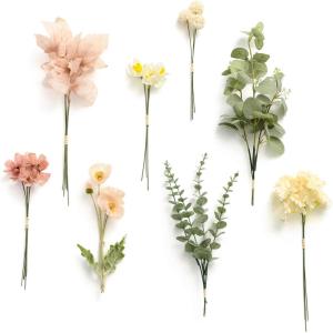 imageLings moment Artificial Greenery Stems Box Set 48pcs with 7 Kinds of Faux Greenery Picks for DIY Bridal Bouquets Wedding Floral Arrangement Table Centerpieces Tawny Beige ampamp Sand BeigePknude  Yellow