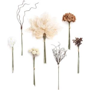 imageLings moment Artificial Greenery Stems Box Set 48pcs with 7 Kinds of Faux Greenery Picks for DIY Bridal Bouquets Wedding Floral Arrangement Table Centerpieces Tawny Beige ampamp Sand BeigeBrntawny Beige  Sand Beige
