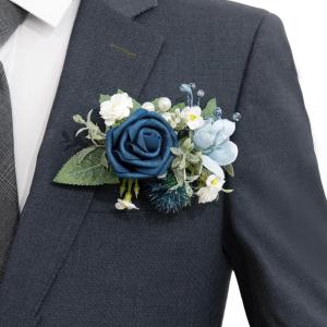 imageLings moment Pocket Boutonniere Single Boutonniere for Men Groom for Wedding Prom Homecoming Anniversary Graduation etcSand Beige Gold SparrowBludusty Blue  Navy