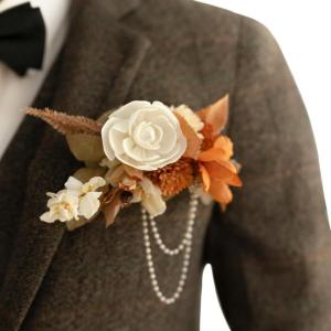 imageLings moment Pocket Boutonniere Single Boutonniere for Men Groom for Wedding Prom Homecoming Anniversary Graduation etcSand Beige Gold SparrowOrrust Boho  Sola Wood