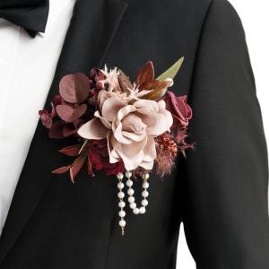 imageLings moment Pocket Boutonniere Single Boutonniere for Men Groom for Wedding Prom Homecoming Anniversary Graduation etcSand Beige Gold SparrowRedburgundy  Dusty Rose